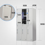 FORTIA 6 Door Metal Storage Cabinet Lockers for Gym Office - Grey - Front View