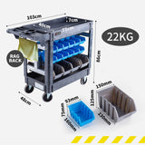 Baumr-AG Parts Bin Trolley Service Utility Cart Storage Mobile Tool Workshop - Rear View