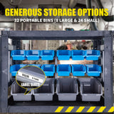 Baumr-AG Parts Bin Trolley Service Utility Cart Storage Mobile Tool Workshop - Close-Up Angle