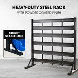 BAUMR-AG 39 Parts Bin Rack Storage System Floor Mount - Blue - Top-Down View