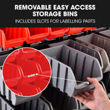 BAUMR-AG 94 Parts Bin Rack Storage System Mobile Double-Sided - Red - Rear View
