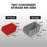 BAUMR-AG 94 Parts Bin Rack Storage System Mobile Double-Sided - Red - Low Angle