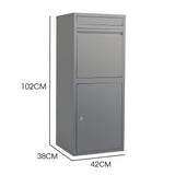 FORTIA Freestanding Parcel Post Box Letterbox, Letter Slot, Woodland Grey - Front View