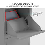 FORTIA Freestanding Parcel Post Box Letterbox, Letter Slot, Woodland Grey - 45-Degree Angle