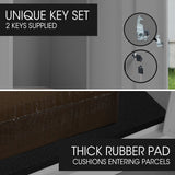 FORTIA Freestanding Parcel Post Box Letterbox, Letter Slot, Woodland Grey - Close-Up Angle