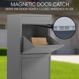 FORTIA Freestanding Parcel Post Box Letterbox, Letter Slot, Woodland Grey - Low Angle