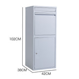 FORTIA Freestanding Parcel Post Box Letterbox, Letter Slot, Light Grey - Front View