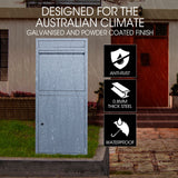 FORTIA Freestanding Parcel Post Box Letterbox, Letter Slot, Light Grey - Side View