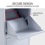 FORTIA Freestanding Parcel Post Box Letterbox, Letter Slot, Light Grey - 45-Degree Angle