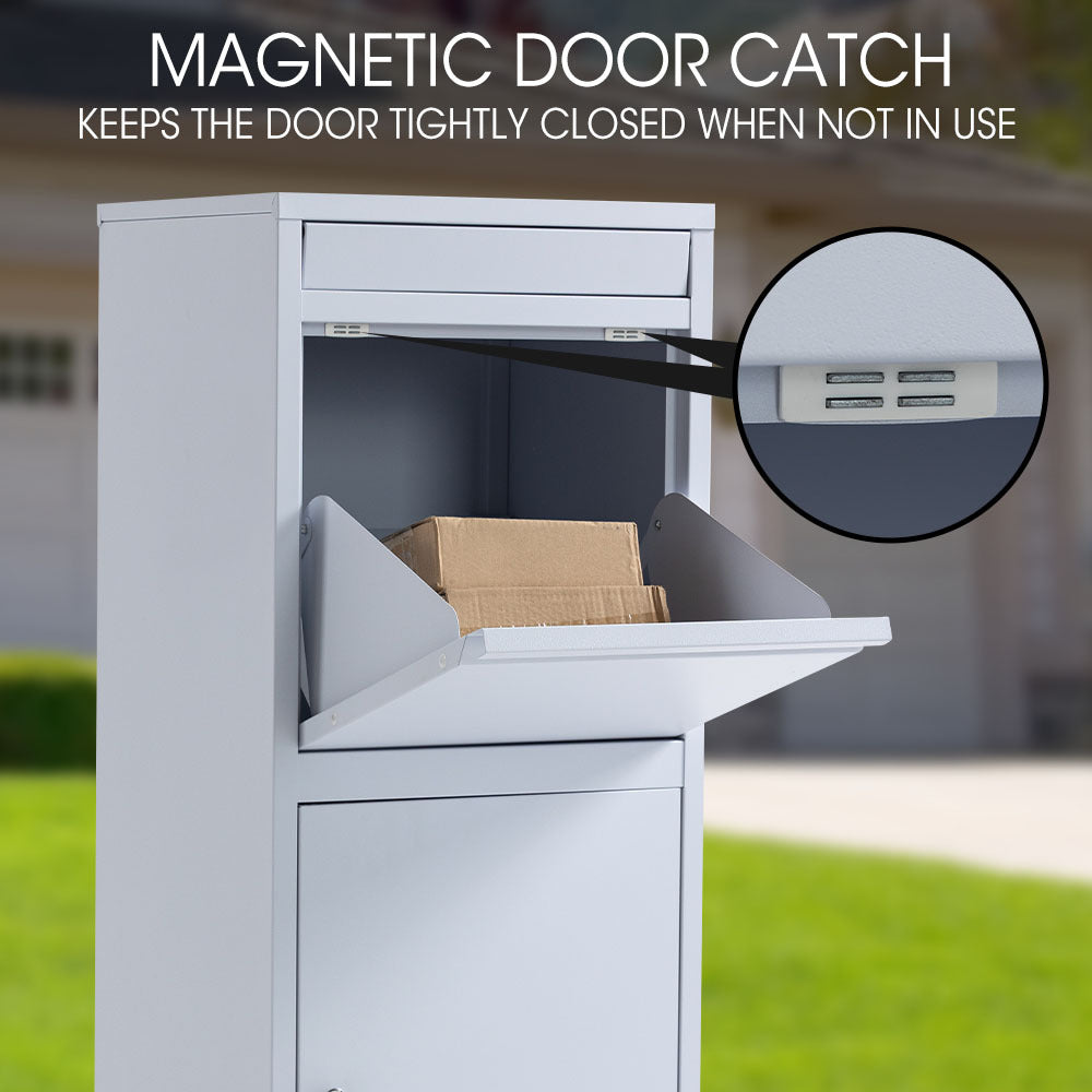 FORTIA Freestanding Parcel Post Box Letterbox, Letter Slot, Light Grey