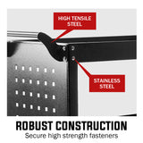 Bullet 3-Tier Steel Tool Trolley Cart, for Workshop, Mechanic, with Pegboard, Screwdriver Bay, Black - Side View