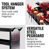 Bullet 3-Tier Steel Tool Trolley Cart, for Workshop, Mechanic, with Pegboard, Screwdriver Bay, Black - Low Angle