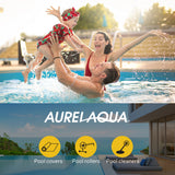 AURELAQUA Cover Pool Roller and 9.5x4m Solar Blanket 500 Micron, Blue