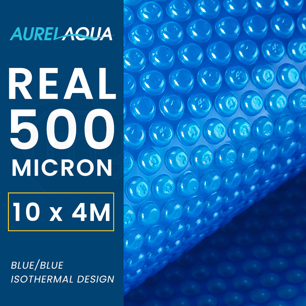 AURELAQUA Pool Cover 500 Micron 10x4m Solar Blanket Swimming Thermal Blue