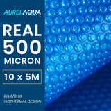 AURELAQUA Pool Cover 500 Micron 10x5m Solar Blanket Swimming Thermal Blue - Extra Image