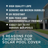 AURELAQUA Solar Swimming Pool Cover 400 Micron Heater Bubble Blanket 9.5x5m - Rear View