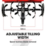 Baumr-AG 150CC Garden Tiller Cultivator Petrol Rototiller 4-Stroke Soil Power Rotary Hoe - Side View