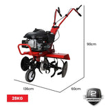 Baumr-AG 150CC Garden Tiller Cultivator Petrol Rototiller 4-Stroke Soil Power Rotary Hoe - Rear View