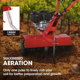 Baumr-AG 150CC Garden Tiller Cultivator Petrol Rototiller 4-Stroke Soil Power Rotary Hoe - Close-Up Angle
