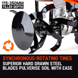 PLANTCRAFT 7.0HP Cultivator Tiller Plough Self-Propelled Rotary Rototiller - 45-Degree Angle