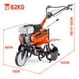 PLANTCRAFT 7.0HP Cultivator Tiller Plough Self-Propelled Rotary Rototiller - Rear View
