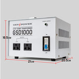 GENPOWER 1000W Step Down Transformer 240v-110v Stepdown Voltage Converter AU-US - Rear View