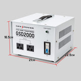 Genpower 2000W Step Down Transformer 240V-110V Stepdown Voltage Converter AU-US - Rear View