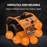 Unimac 1.5HP 6L Silent Oil-Free Portable Electric Air Compressor, for Airtools, Tyre Inflation - Close-Up Angle