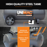 Unimac 70L 2.2kW Commercial Air Compressor, 280L/min 116PSI, Brushless Motor, Certified Tank, Long Service Life - Low Angle