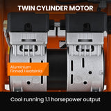 UNIMAC 20L Twin Tank Air Compressor, 116PSI Portable Silent Oil-Free Electric, for Airtools Tyre Inflation - Top-Down View