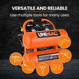 UNIMAC 20L Twin Tank Air Compressor, 116PSI Portable Silent Oil-Free Electric, for Airtools Tyre Inflation - Low Angle