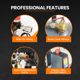 UNIMAC 25L 1.5HP Silent Oil-Free Electric Air Compressor, Portable - 45-Degree Angle