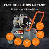 UNIMAC 25L 1.5HP Silent Oil-Free Electric Air Compressor, Portable - Rear View