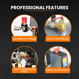 UNIMAC 50L 3.0HP Silent Oil-Free Electric Air Compressor, Portable, Twin Nitto Outlets - 45-Degree Angle