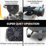 Unimac 2HP 50L Silent Oil-Free Portable Electric Air Compressor, Vertical, for Airtools, Tyre Inflation - Top-Down View