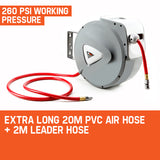 UNIMAC 20m Retractable Air Hose Reel Compressor Wall Mounted Auto Rewind - Front View