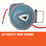 UNIMAC 20m Retractable Air Hose Reel Compressor Wall Mounted Auto Rewind - Side View