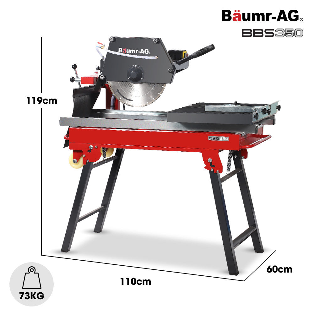 BAUMR-AG 2000W 350mm 14 Brick & Masonry Table Saw, Electric Tile Concrete Cutting, with Stand
