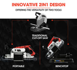 BAUMR-AG Portable Band Saw Cold Cut Metal Cut Off Bandsaw Steel Hand Drop Slicer Cutter Chop - Side View