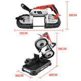BAUMR-AG Portable Band Saw Cold Cut Metal Cut Off Bandsaw Steel Hand Drop Slicer Cutter Chop - Rear View