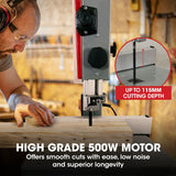 Baumr-AG 500W 115mm Wood Bandsaw Portable Benchtop Band Saw Cutting Machine with Stand - Side View