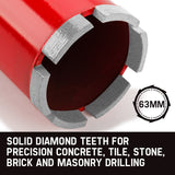 Baumr-AG Diamond Core Drill Bit 63mm Concrete Wet Dry Tile Stone Brick Marble 1-1/4 UNC - Side View