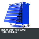 BULLET 6 Drawer Tool Box Cabinet Trolley Garage Toolbox Storage Mechanic Chest - Front View