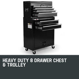 BULLET 8 Drawer Tool Box Cabinet Chest Storage Toolbox Garage Organiser Set - Front View