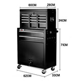 BULLET 8 Drawer Tool Box Cabinet Chest Storage Toolbox Garage Organiser Set - Rear View