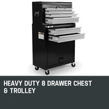 BULLET 8 Drawer Tool Box Cabinet Chest Storage Toolbox Garage Organiser Set - Front View