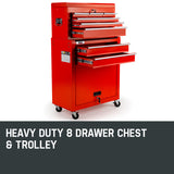 BULLET 8 Drawer Tool Box Cabinet Chest Storage Toolbox Garage Organiser Set - Front View