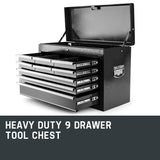 BULLET 9 Drawer Tool Box Chest Mechanic Garage Storage Toolbox Set Organiser - Front View