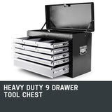 BULLET 9 Drawer Tool Box Chest Garage Storage Mechanic Organiser Toolbox Set - Front View