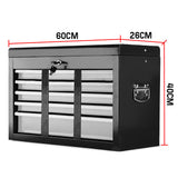 BULLET 9 Drawer Tool Box Chest Garage Storage Mechanic Organiser Toolbox Set - Rear View